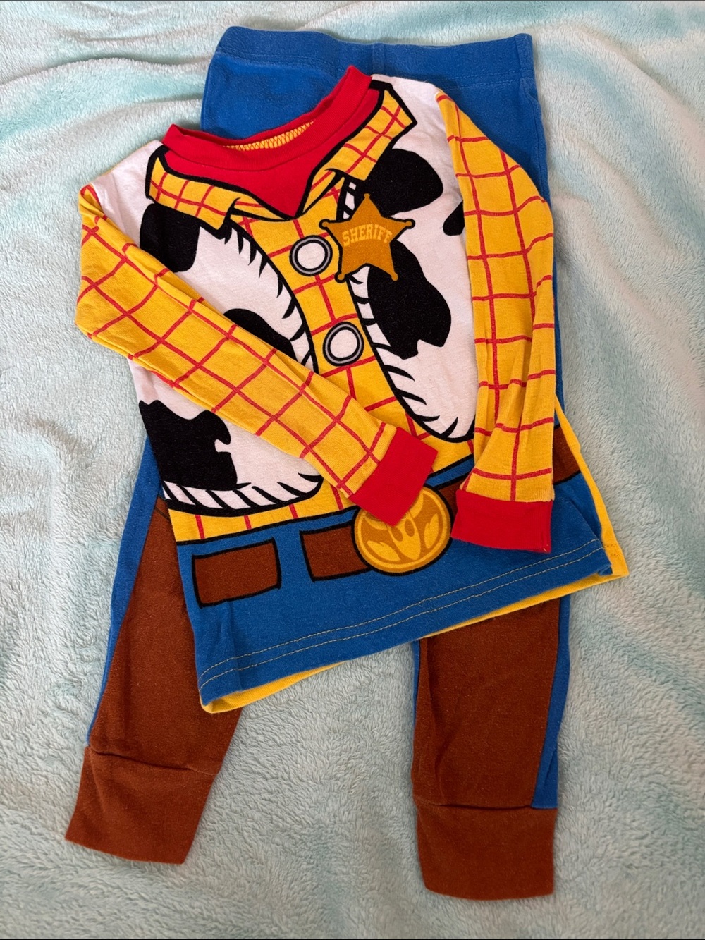 Toy Story Yellow & Blue Kids Cowboy Sheriff Pajama Set